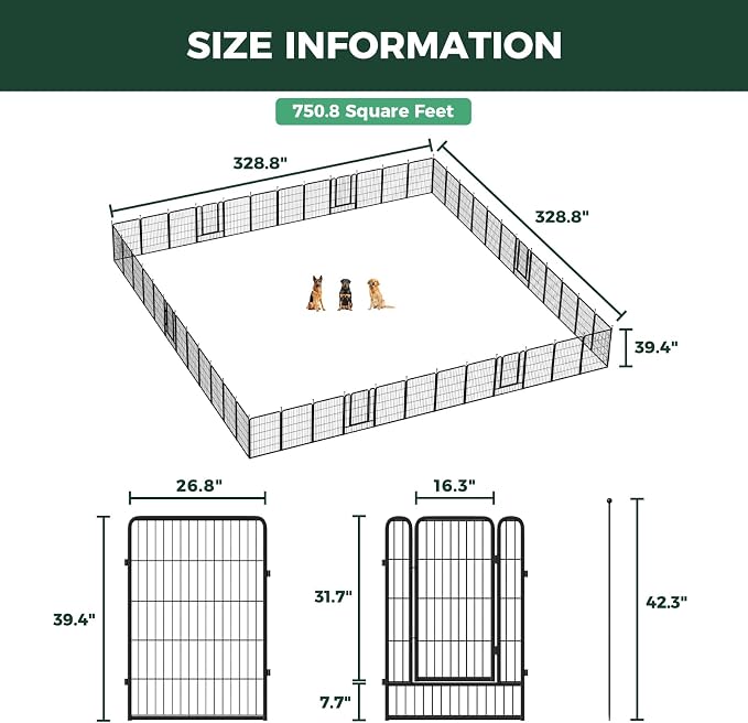 FXW Rollick Dog Playpen, Indoor, Yard & RV Camping, 40" H, 48 Panels | Easy setup, Heavy-duty, DIY layouts, for Medium & Large Dogs, Patented