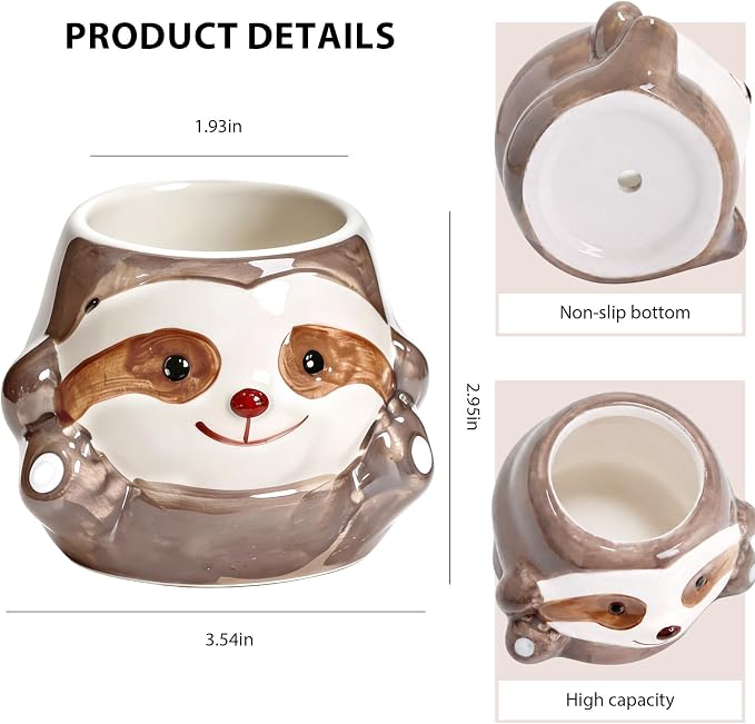 Ceramic Sloth Shaped Pen Pencil Holder for Desk Decoration Accessories Sloth Decor Makeup Brush Pen Cups Succulent Plant Pot Office School Ideal Gifts for Women, Mom or Birthdays