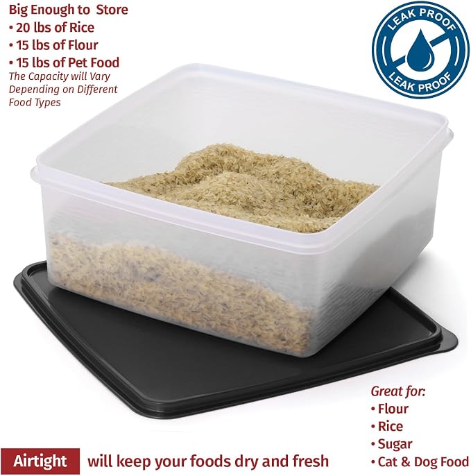 Plastic Storage Containers with Lids - 11L Storage Bins with Lids – Airtight Plastic Storage Bins for Food Storage, Pet Food, Rice– Stackable Clear Organizing Bins for Toy Storage, Garage, Pantry