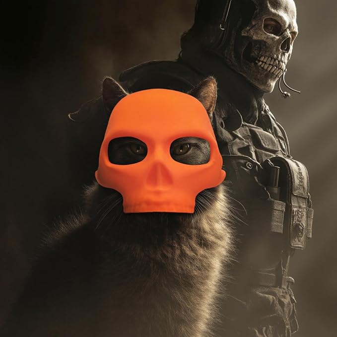 Yipintang Cat Bat Mask Halloween Costumes, Orange Skull, Medium