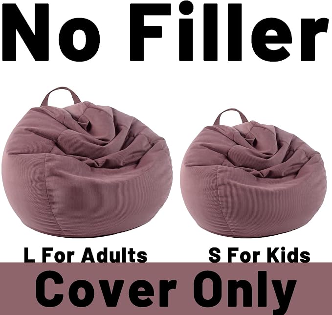 LPMOERA Stuffed Animal Storage Soft Bean Bag Cover No Filler Dusty Pink | Skin-Friendly,Portable,Wide Easy-Load Opening,Hidden Zipper,Decorative Organizer