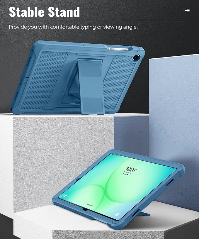 MoKo Shockproof Case Fit Samsung Galaxy Tab A11+ Plus/ A9+ 11 Inch | Full Body Rugged Stand Back Cover with Built-in Screen Protector for Galaxy Tab A11+/ A9+ Tablet, Turquoise