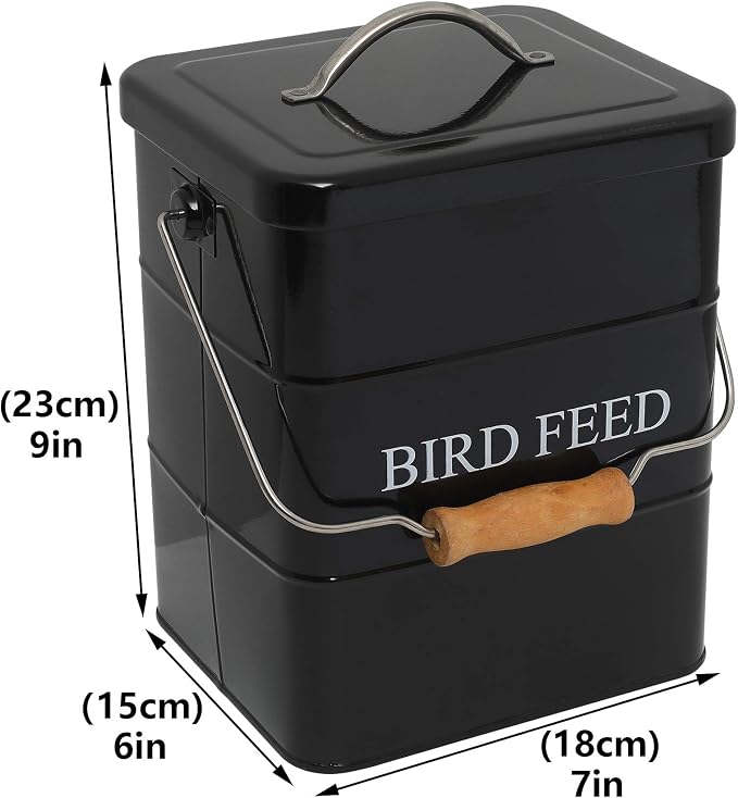 Geyecete Bird Feeder,Bird Food Jar Pet Food Storage Airtight Food Storage Container-Black