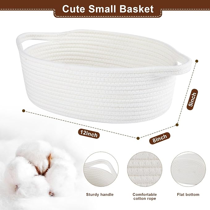 OIAHOMY Gift Basket with Handle, Easter Basket with Gift Bag, Ribbon and Wrap Tissue Paper, Nursery Bins Empty to Fill with Small Items, Baby, Pet Toy Organiser - Easter White