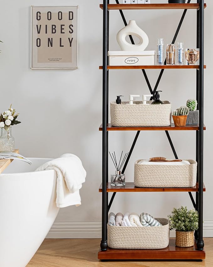 KALLAX Small Woven Storage Basket for Organizing, 13.5x9.5x5 inches, 3 Pack | Shelf baskets for closet organization, toy storage and home decor, Perfect as empty gift baskets for holidays, Brown