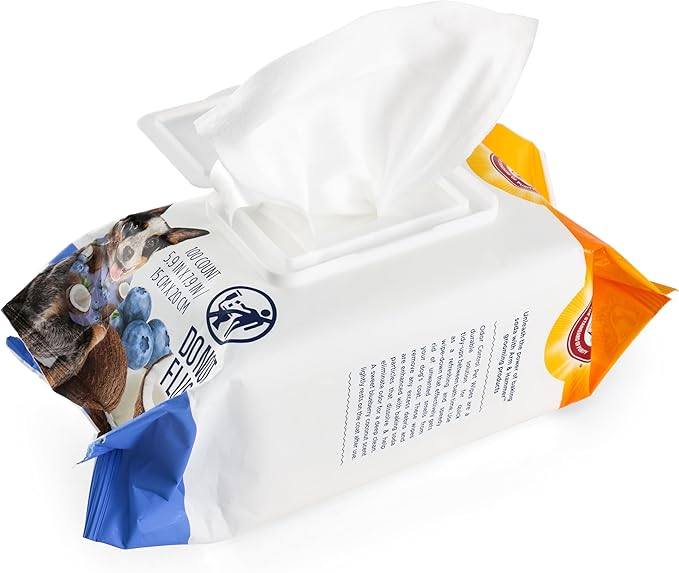 Arm and Hammer for Pets Odor Control Wipes for Dogs, Blueberry Coconut Scent - Odor Eliminating Waterless Wipes with Baking Soda Between Baths, Regular Use, 100 Count
