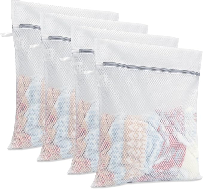 GOGOODA Mesh Laundry Bags Large Wash Bags for Delicates Large Size | Honeycomb Machine Wash Bags for Sweater, Jeans, Shirts(4 Large)