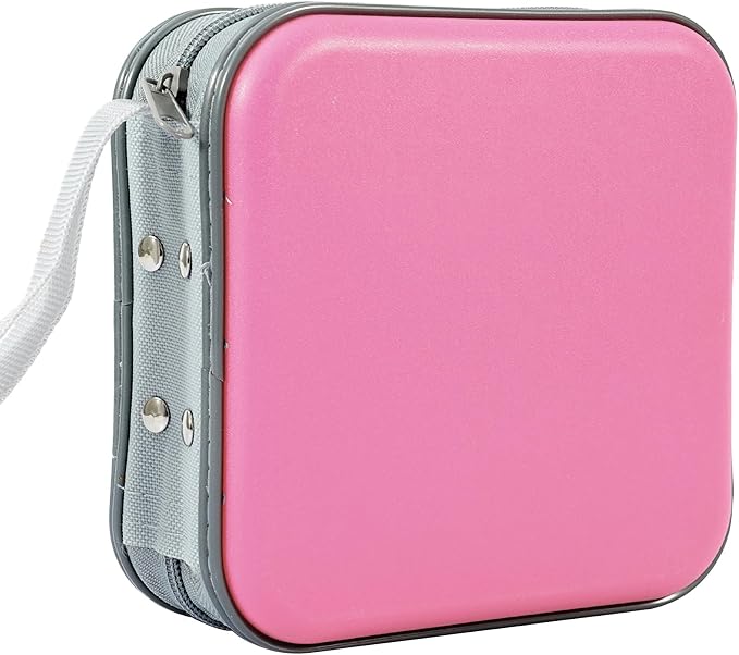 CD Case, 40 Capacity CD DVD Case Wallet Holder Portable Disc VCD Heavy Duty Binder Storage Organizer (Pink)