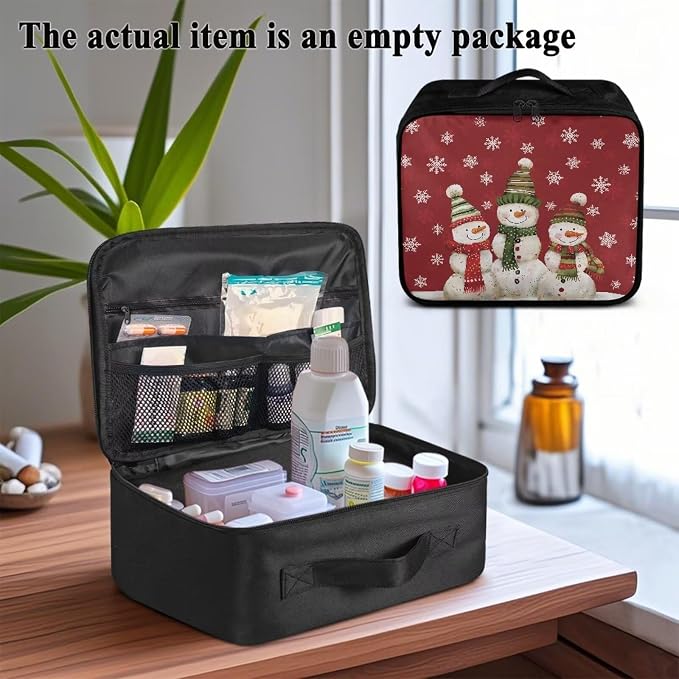 Emergency Kit Bag First Aid Christmas Snowman Red Built with Abrasion-Resistant Medic Bag for Pet Friendly Breathable Construction Easy Access
