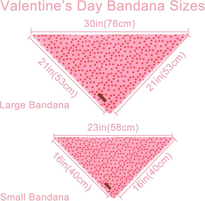 Valentine’s Dog Bandana, Valentine Triangle Bid Scarf for Girl Boy Small Medium Dogs or Cats, Adorable Puppy Wedding & Valentine’s Bandana, Cute Soft Cotton Pet Kerchief
