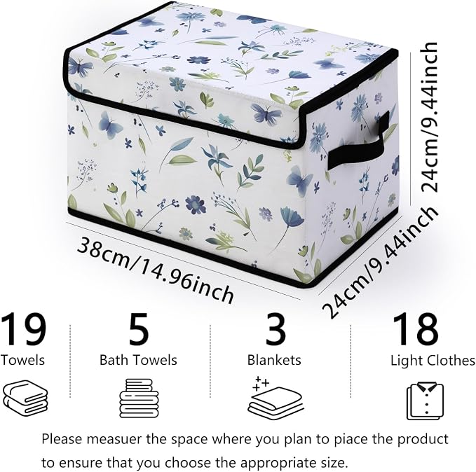 Stackable Storage Bins with Lids,Closet Organizers Fabric Box for Home and Office,Blanket Clothes Organizers,Under Bed Storage Containers 3 Pack