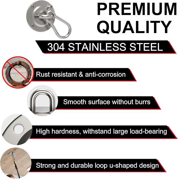 2 Pack Secure Dog Leash Parking Indoor Outdoor, Heavy Duty Stainless Steel Wall-Mounted Holder Tie Out Use, Perfect for Small, Medium & Large Dogs in Yards, Picnics & Camping HTNLNF