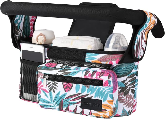 Momcozy Universal Stroller Organizer with Insulated Cup Holder | Detachable Phone Bag and Shoulder Strap, Fits for Uppababy, Baby Jogger, Britax, BOB, Umbrella, and Pet Strollers