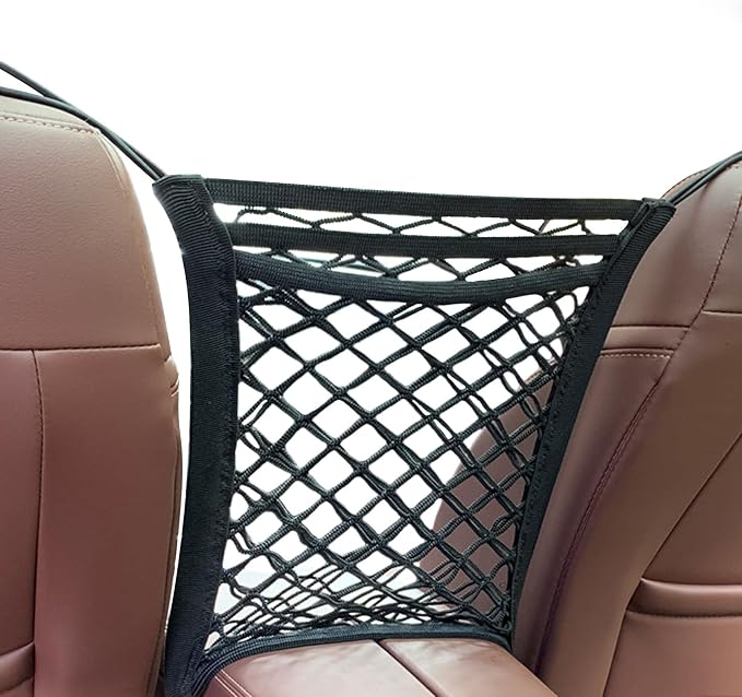 3-Layer Car Mesh Organizer, Seat Back Net Bag, Barrier of Backseat Pet Kids, Cargo Tissue Purse Holder, Driver Storage Netting Pouch