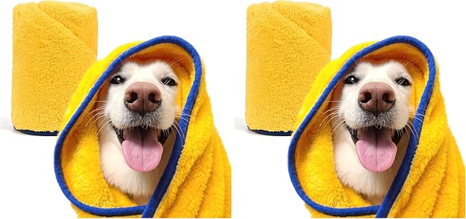 PETHROOM Ultra Absorbent Pet Towel | Quick-Drying, Soft Microfiber Dog & Cat Bath Towel | Lightweight, Durable, Fast Water-Soaking | Ideal for All Breeds (Large) 23.6" x 47.2" (Pack of 2)