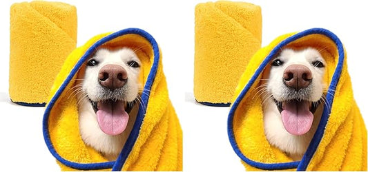 PETHROOM Ultra Absorbent Pet Towel | Quick-Drying, Soft Microfiber Dog & Cat Bath Towel | Lightweight, Durable, Fast Water-Soaking | Ideal for All Breeds (Large) 23.6" x 47.2" (Pack of 2)