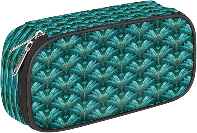 Pencil Case Large Capacity Pencil Bag Teal Blue Shells Pattern Pouch Box Organizer Pen Case, School Supplies for Teen Adult