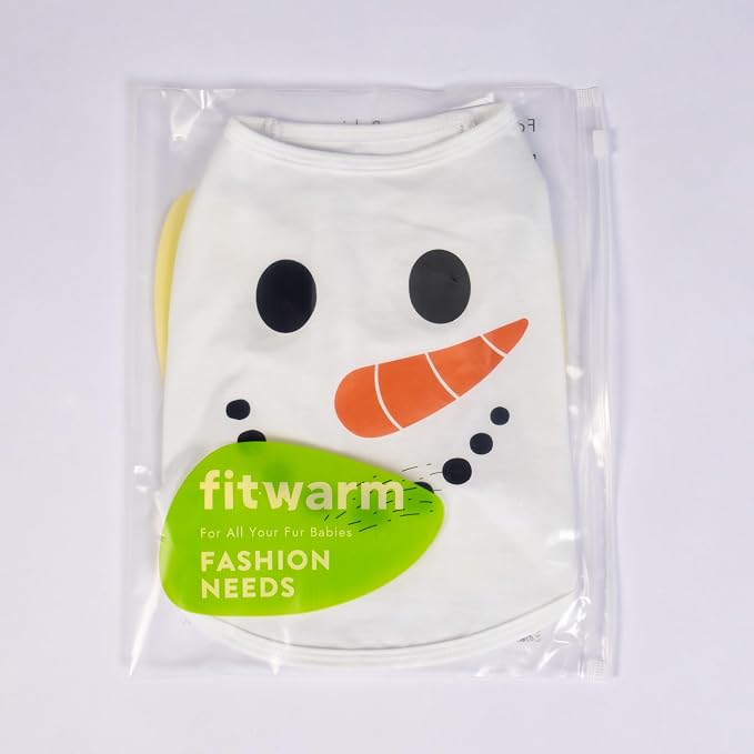 Fitwarm Snowman Dog Christmas Outfit, Holiday Dog Clothes for Small Dogs Boy Girl, Cute Pet Shirt, Black, White, Orange, Medium