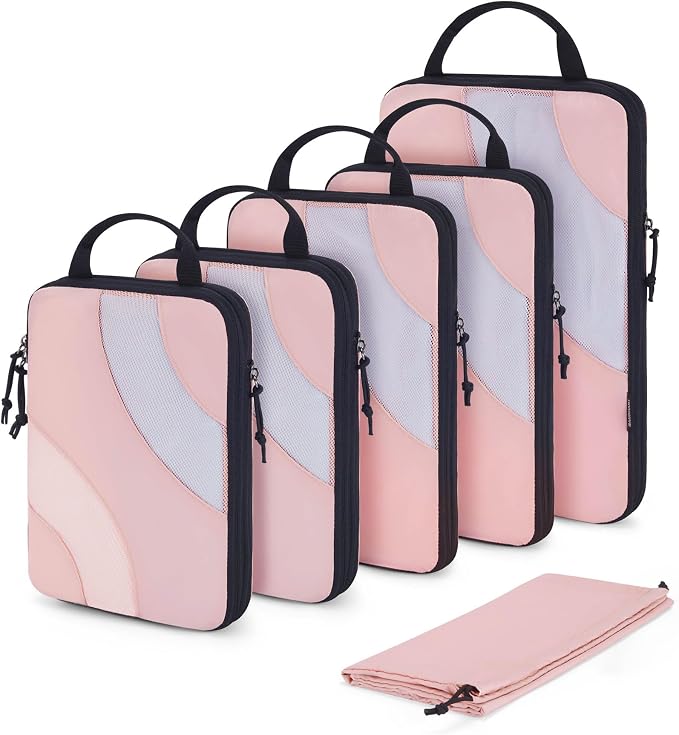 BAGSMART Compression Packing Cubes for Travel | Lightweight suitcase organizers bag set, space-saving double zipper expansion for carry-on luggage & travel organization