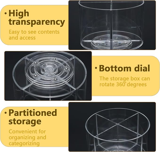 Lickable Cat Treats Organizer, Clear Acrylic Lazy Susan Cat Treat Holder with 4 Compartments, Squeeze Up Cats Food Storage for Wet Treat Tubes, Puree Snacks, Countertop Pantry Shelf