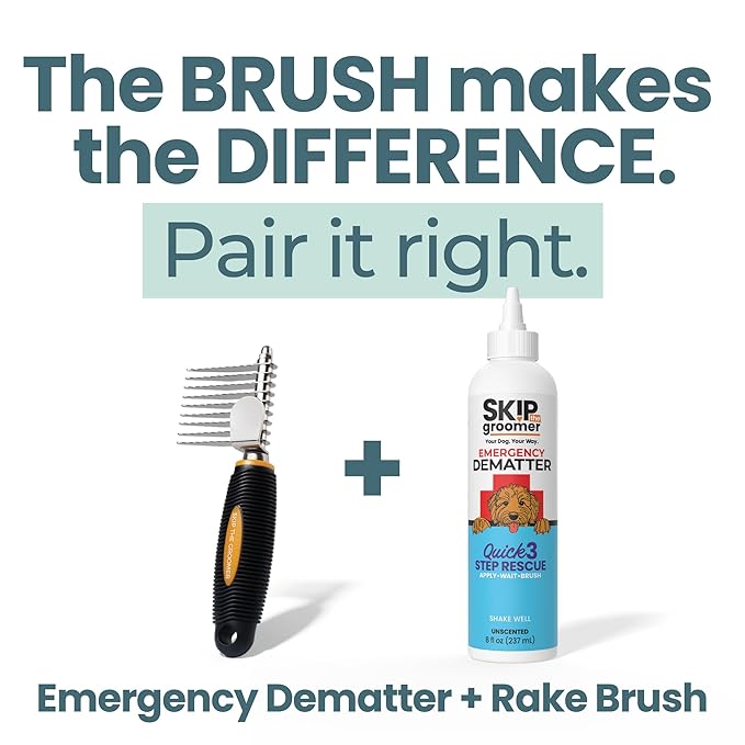 Rake Brush for Dogs, Dematting Tool for Goldendoodles, Poodles & Doodles – Rescue Essential with Long Smooth-Edged Teeth for Thick Coats, Deshedding & Mat Remover – Skip the Groomer