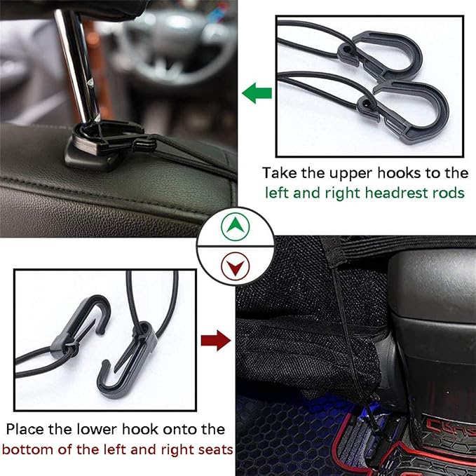 DYKESON Dog Car Net Barrier with Mesh Organizer, Pet Divider for Cars, SUVs | Upgraded Pet Barrier With Stretchable Storage Bag Pouch，Auto Backseat Net, Pet kids Safety Divider, Easy Install (3 Layer M)