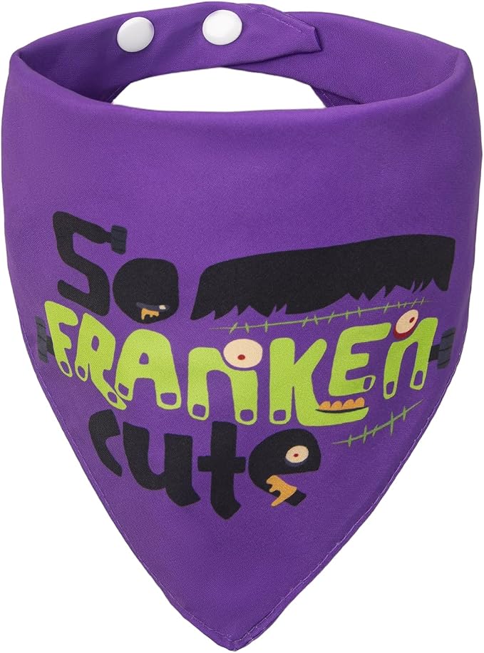 Halloween Dog Bandanas with So Franken Cute Sign, 5-30lbs Pet