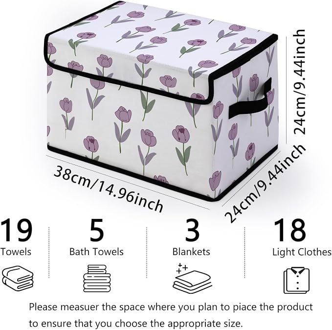 Stackable Storage Bins with Lids, 3 Pack | Closet Organizers, Fabric Box, For Blanket Clothes, Under Bed Storage Containers