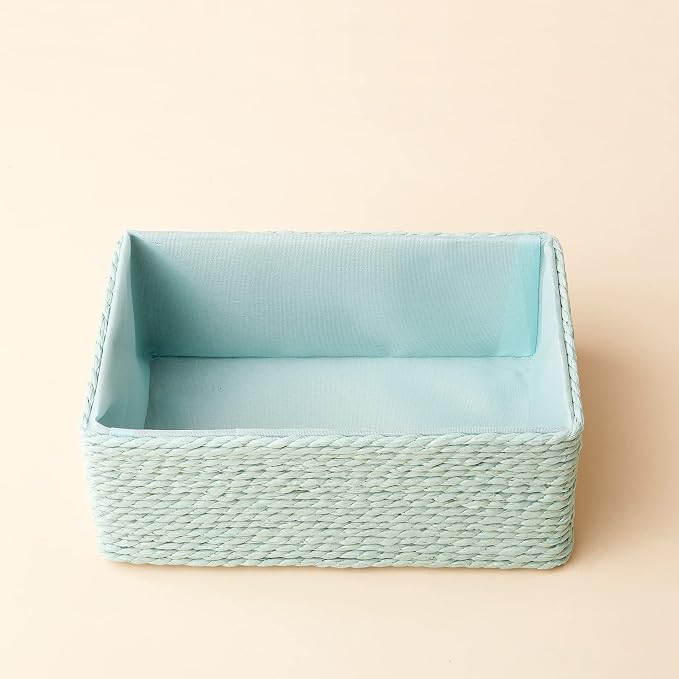 LA JOLIE MUSE Bathroom Basket Organizers, Paper Rope Storage, Green 4 Pack