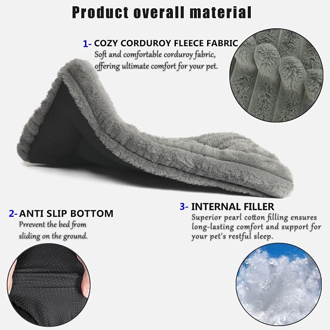 Cat Bed Dog Crate Pad Ultra Soft Comfy Flat Pet Bed Sleeping Cushion Washable Crate Mat for XX-Small Dogs and Indoor Cats Anti-Slip Tiny Dog Kennel Pad Cat Carrier Mat 18 x 12 inch Grey