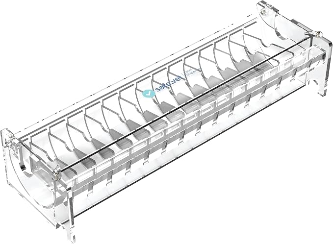 Veterinary Syringe Label Dispenser by Safe Vet | Countertop Injectable & Pharmacy Label Organizer for Vet Clinics, ICU, Surgery & Anesthesia (15 Slots)