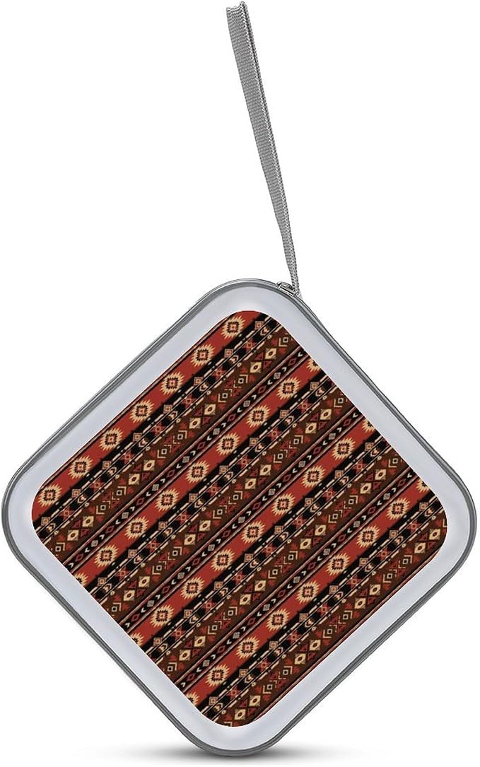 40-Disc Hard Shell Storage Wallet Southwest Native American Inspired, DVD CD Binder with Carry Strap, Portable Protective Organizer for Travel Office