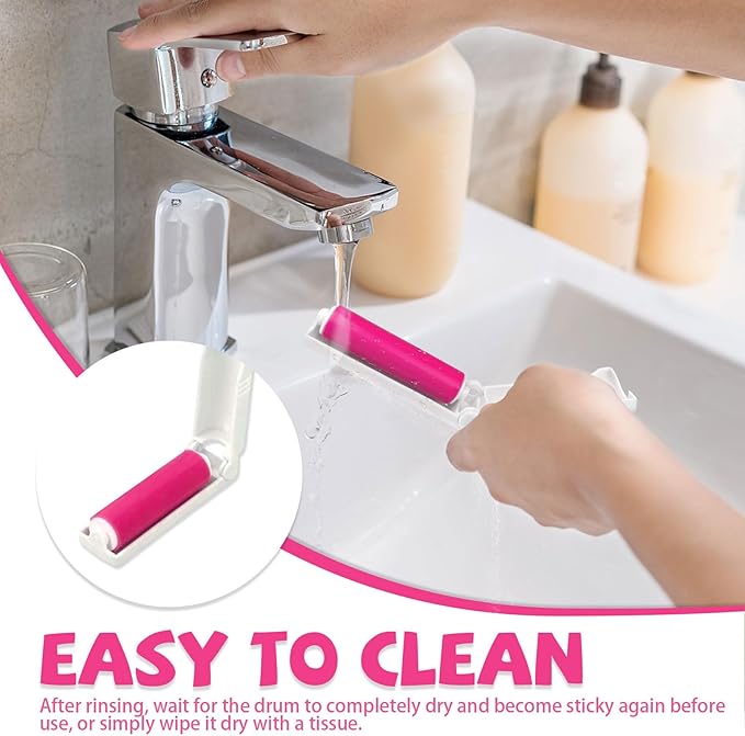 8 Pack Small Washable Reusable Lint Roller, Travel Size Gel Sticky Lint Roller, Portable Foldable Stick It Pet Hair Remover Cleaner for Clothes Furniture Household (Red)
