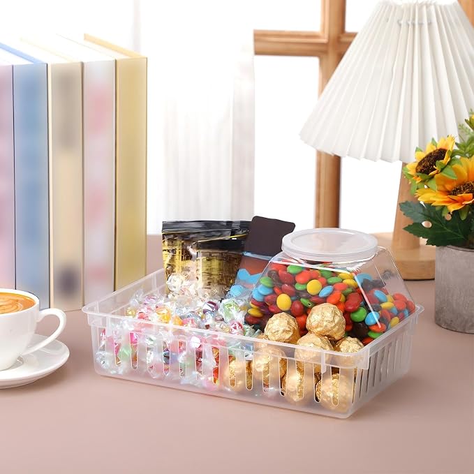 Boao 48 Pieces Plastic Baskets for Organizing 10.24 x 6.5 x 2.36 Inch Rectangular Storage Trays Plastic Organizer Bins Rectangle for Classroom Organization(Clear)