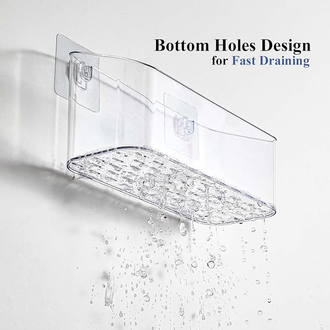 Bath Toy Storage Holder, 2 Pack Clear Bathtub Shower Caddy Shower Organizer | No Drill Large Drainage Basket Holds Bath Toys & Shower Supplies, Keeps Kids Toys Dry for Tub, Shower Stall, Kids Bathroom