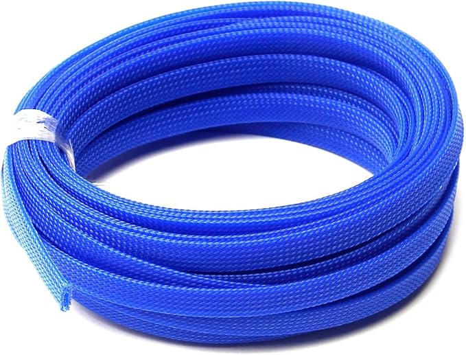 Heyiarbeit 10m/32.8ft PET Expandable Braid Cable Sleeving Flexible Wire Mesh Sleeve Blue 6mm