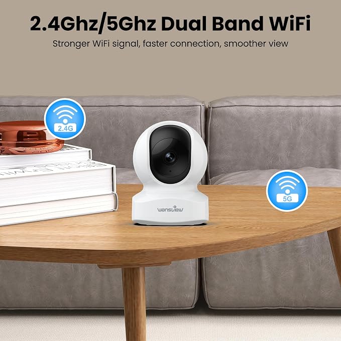 wansview Indoor/Baby/Pet Camera with Phone App, 5G&2.4G Wi-Fi, Q5 5MP White