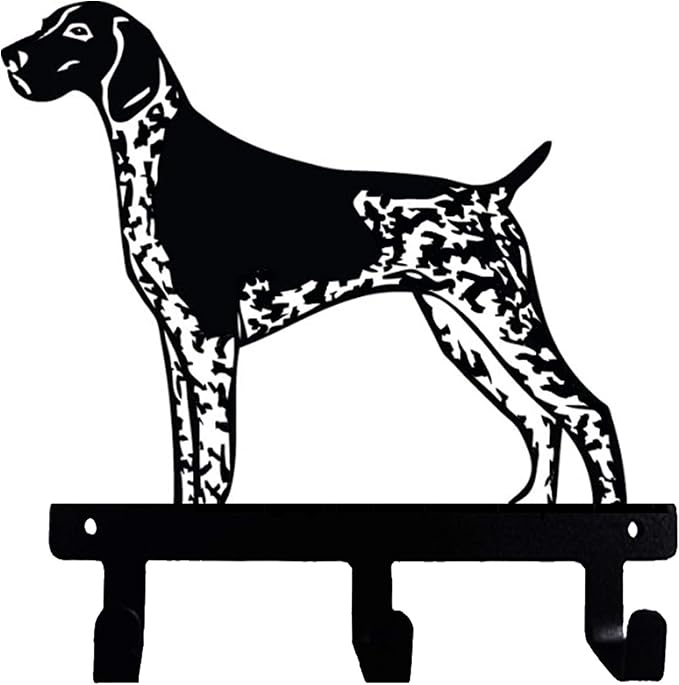 German Shorthaired Pointer Longhaired Dalmatian Design Wall Mounted Metal Hook for Towel Leash Keys Clothes (Standing Pointer)