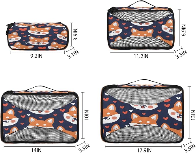 Packing Cubes for Travel, Corgi Dog Travel Luggage Packing Organizers for Women Men, Large Custom Toiletries Bag for Cosmetics Toiletries, Pet Dog Heart