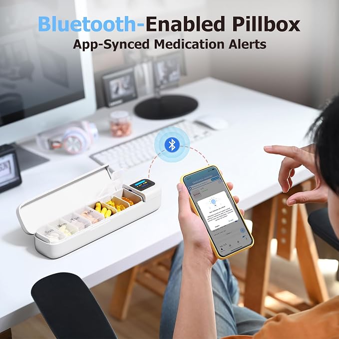 Daviky Automatic Pill Dispenser, Smart Pill Organizer with Alarm | Pill Box 7 Day with APP, Weekly Travel Pill Case, Portable Pill Reminder for Medicines, Supplements and Vitamins