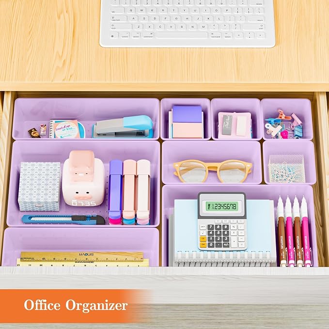SpaceHacks 25 PCS Plastic Drawer Organizer, 4-Size Versatile Organizer Trays & storage Bins