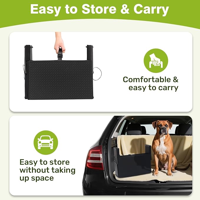 Foldable Dog Car Steps - Upgraded Non-Slip Pet Stairs for Large Dogs, Portable Metal Frame Dog Ramps for High SUV, Truck and Cars, Lightweight Pet Ladder with High Load-Bearing Capacity (5 Steps)