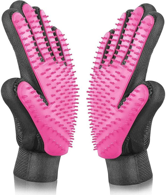 BYETOO Pet Dog Cat Grooming Glove with 261Tips,Gentle Deshedding Brush Glove,Efficient Pet Hair Remover Mitt,Massage Tool with Enhanced Five Finger Design,for Dog,Cat,Rabbit,Horse with Long/Short Fur