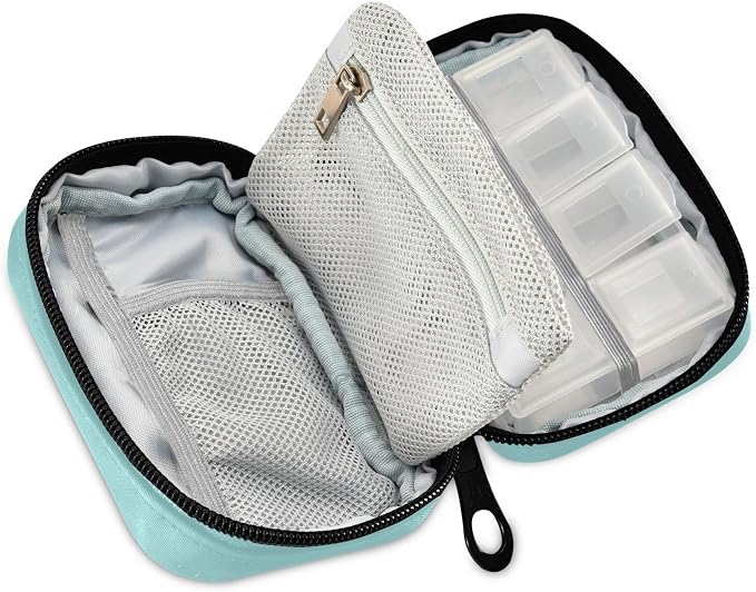 Pill Organizer Pill Box 7 Day Pill Case Bag Travel Pill Organizer Bag with Zipper Portable Weekly Case Compact Size for Vitamins Supplement Holder
