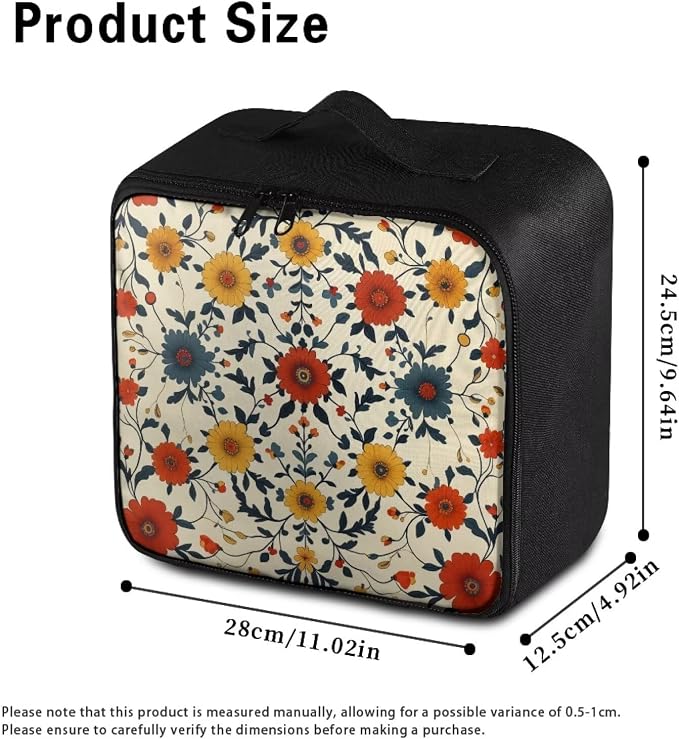 Empty First Aid Bag Flower Design Medical Bag Empty Large Capacity for Home Office and Travel Use Lightweight Washable Soft Fabric Organizational Pouch for Emergencies
