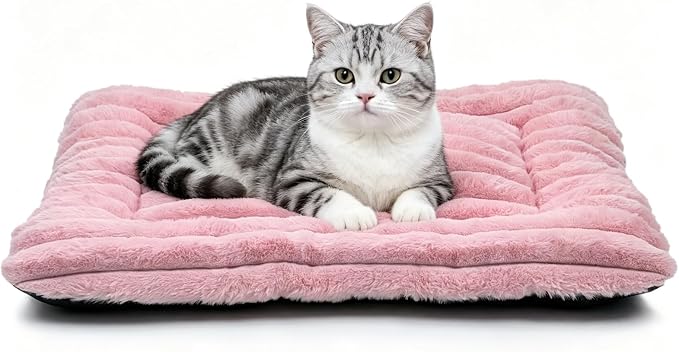 20 Inch Ultra Soft Comfy Pet Bed, Tiny Dog Bed, Washable Anti-Slip Crate Pad Sleeping Cushion Mat for XX-Small Dogs, Indoor Cats & Cat Carrier, Pink