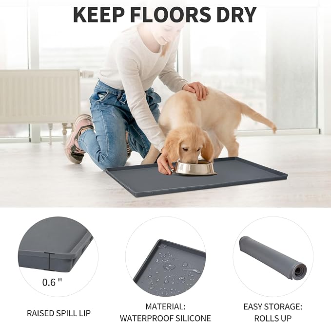 Silicone Dog Food Mat Waterproof Pet Feeding Tray for Small Medium Dogs