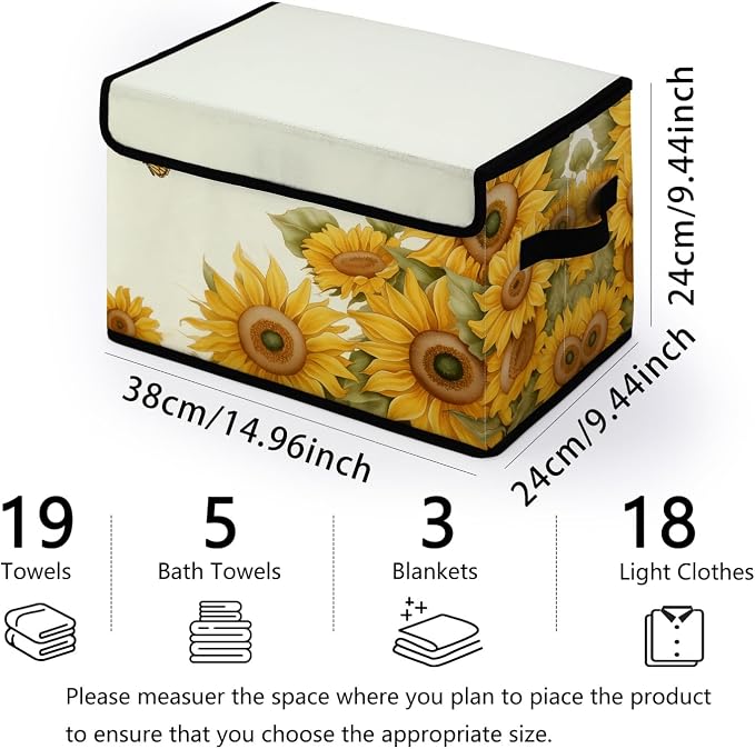 Stackable Storage Bins with Lids,Closet Organizers Fabric Box for Home and Office,Blanket Clothes Organizers,Under Bed Storage Containers 3 Pack
