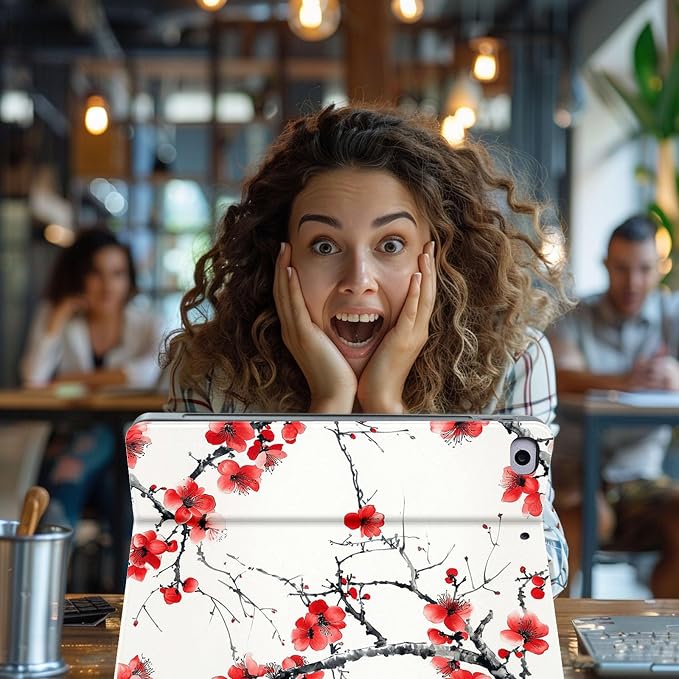 for Microsoft Surface Pro 11/10/9-13" 2024/2022 Tablet Case,Auto Wake/Sleep,Adjustable Stand Protective Cover - Plum Blossom