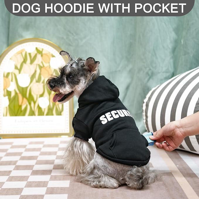 Security Dog Hoodies,Soft & Warm Dog Sweatshirt,Medium | Halloween Dogs Costume Winter Autumn Fleece Pet Clothes Hooded with Pocket for Puppy,Cat, Small Medium Large Dogs